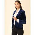 thumbnail image 4 of INSPIRE CHIC Women's Vintage Notched Lapel Button Front Office Velvet Blazer Jacket, 4 of 6
