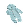 thumbnail image 2 of Infant Baby Girls Boys Solid Color Romper Long Sleeve Hooded Jumpsuit with Pockets for Spring Fall, 2 of 6