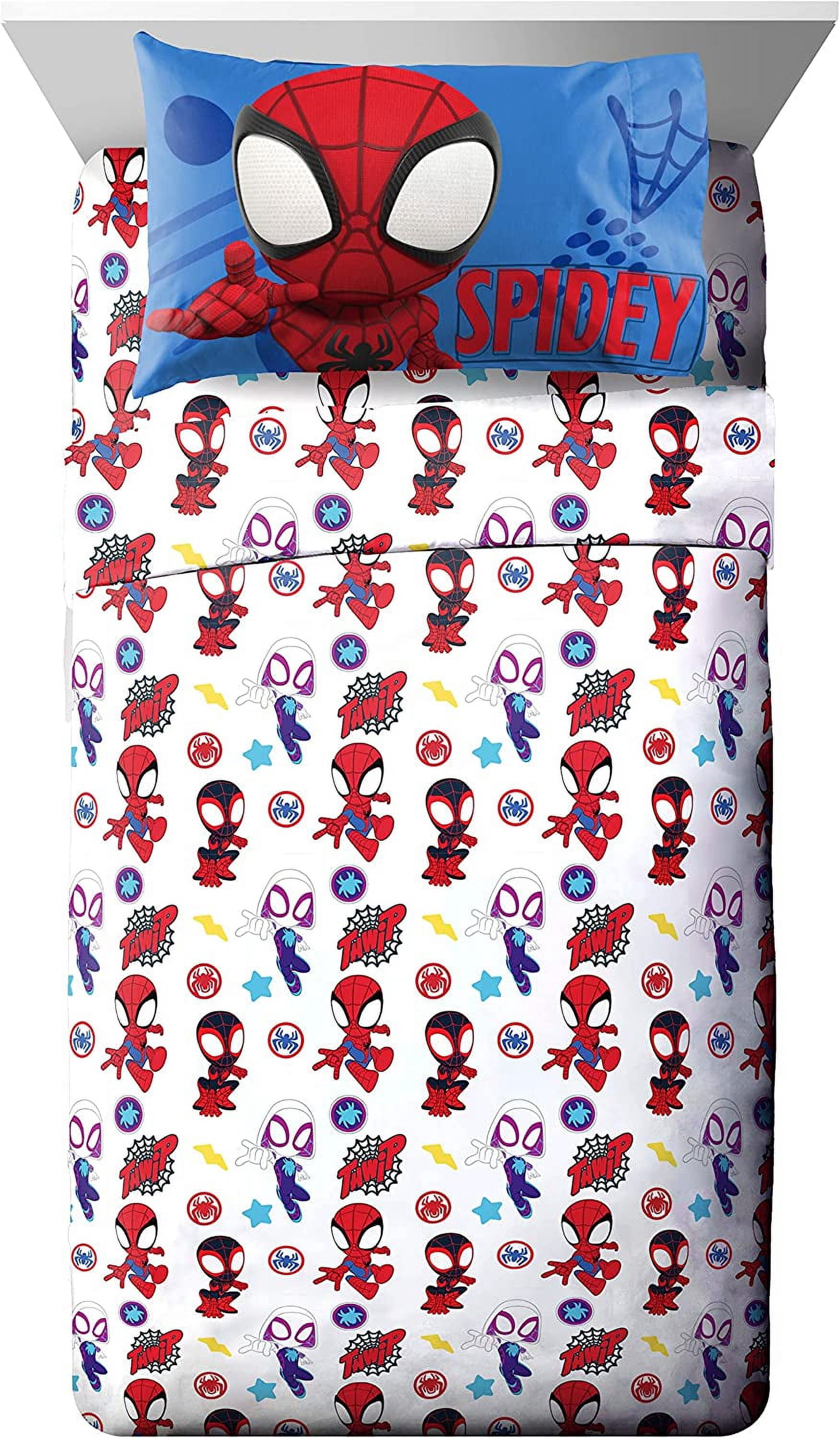 Marvel Spidey and His Amazing Friends Team Spidey 5 Piece Twin Size Bed Set - Includes comforter & Sheet Set Bedding - Super Soft Fade Resistant Microfiber (Official Marvel Product)
