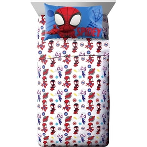 Marvel Spidey and His Amazing Friends Team Spidey 5 Piece Twin Size Bed Set - Includes comforter & Sheet Set Bedding - Super Soft Fade Resistant Microfiber (Official Marvel Product)