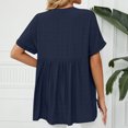 thumbnail image 4 of Birdeem Mode pour Femmes Manches Courtes Rétro Col Rond Pâques Couleur Unie Hauts Amples Blouse Manche, 4 of 8