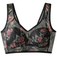 thumbnail image 1 of Kcodviy Women's Thin Underwired Mesh Womens Wireless Bra Printed Vest Style Unbuttoned Large Bra Comfortable Beautiful Back Bra, 1 of 4