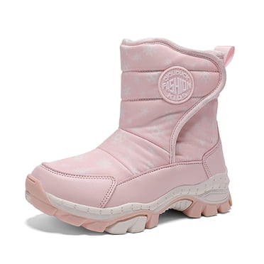 Djtdsds Children's Winter Solid Color Snow Boots for Boys and Girls Non Warm Boots with Wool Thickening Size:6-7 Years