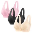 thumbnail image 1 of Timegard 3pc Wireless Bras for Women Front Closure Full Support Wide Strap Comfort Breathable Everyday Bra, 1 of 4