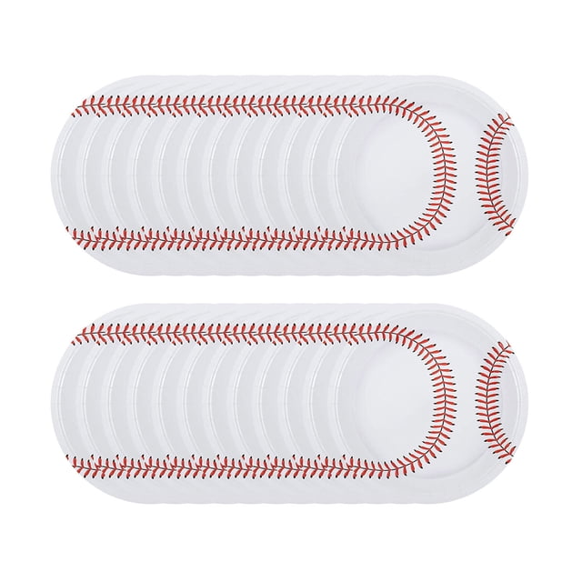 24 Packs Baseball Plates 9 Inch And 7 Inch Round Baseball Themed Paper Plates Baseball Dinner Plates For Baseball Birthday Party Decor Supplies