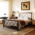 thumbnail image 2 of Amolife Brown Full Size Metal Platform Bed Frame with Circular Vintage Headboard & Footboard, 2 of 7