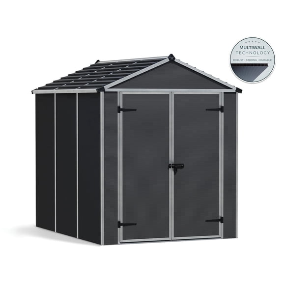 Rubicon 6 ft. x 8 ft. Dark Gray Garden Storage Shed
