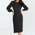 thumbnail image 2 of LLYwey Deals Robes de Demoiselle d'Honneur Femmes Mode Bohème Col Rond Manches Longues Mini Longueur Robe en Tricot Nouvelles Robes de Soirée Noires P, 2 of 6