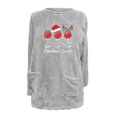 thumbnail image 4 of Pisexur Fuzzy Chandails de Noël pour Femmes Doublés en Molleton à Manches Longues à Col Rond Chandail d'Hiver Chaud Imprimé Verres de Vin Rouge Chandail de Noël à Enfiler Hauts avec Poches, 4 of 4