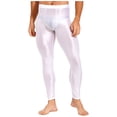 thumbnail image 1 of YUUMIN Men's Shiny Compression Pants Oil Glossy Stretchy Workout Sports Base Layer Trousers White L, 1 of 6