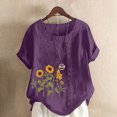 thumbnail image 1 of zanvin Haut pour Femmes, T-Shirt d'Été Surdimensionné Décontracté à Col Rond et Manches Courtes avec Imprimé Floral, Coupe Ample, 1 of 5