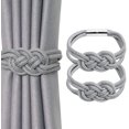 thumbnail image 1 of 2 Pack Strong Magnetic Curtain Tiebacks Upgrade Nordic Simple Style Drape Tie Backs Double Color Weave Rope Knot Decorative Curtain Holdbacks for Home & Office Window Drapery, 1 of 7