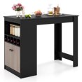 thumbnail image 1 of Gymax Table de Bar 48 Pieds' avec Armoire de Rangement et Casier à Vin, Tablette Réglable, Casier à Vin, 1 of 10