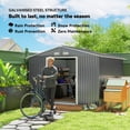 thumbnail image 4 of Outsunny 9' x 10.6' Garden Storage Shed w/ Steel Foundation Kit, Light Grey, 4 of 10