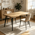 thumbnail image 2 of Homy Casa Lancelot 63" Dining Table, Walnut Wood-Look Kitchen Table for 6 with Black Metal Legs, 2 of 8