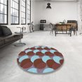 thumbnail image 4 of Ahgly Company Tapis de Zone Rond d'Intérieur Lavable à la Machine, Transitionnel, Bleu Hosta Bleu, 7 Pieds Rond, 4 of 7