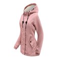 thumbnail image 3 of Innerwin Coat Hooded Ladies Outwear Drawstring Long Sleeve Buttons Jacket Pink M, 3 of 5