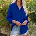 thumbnail image 4 of Jsaierl Womens Satin Silk Button Down Shirts Solid Color Lapel Collar Basic Blouses Long Sleeve Work Business Tops with Pockets, 4 of 8