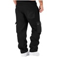 thumbnail image 3 of Ceisia Men Solid Color Loose Casual Pants Elastic Waist Drawstring Sports Gift Work Trousers, 3 of 7