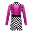 thumbnail image 2 of Hansber Justaucorps de Pilote de Course pour Filles Halloween Enfants Coureur Combinaison Courte Justaucorps à Imprimé Damier Rose Vif 6, 2 of 7