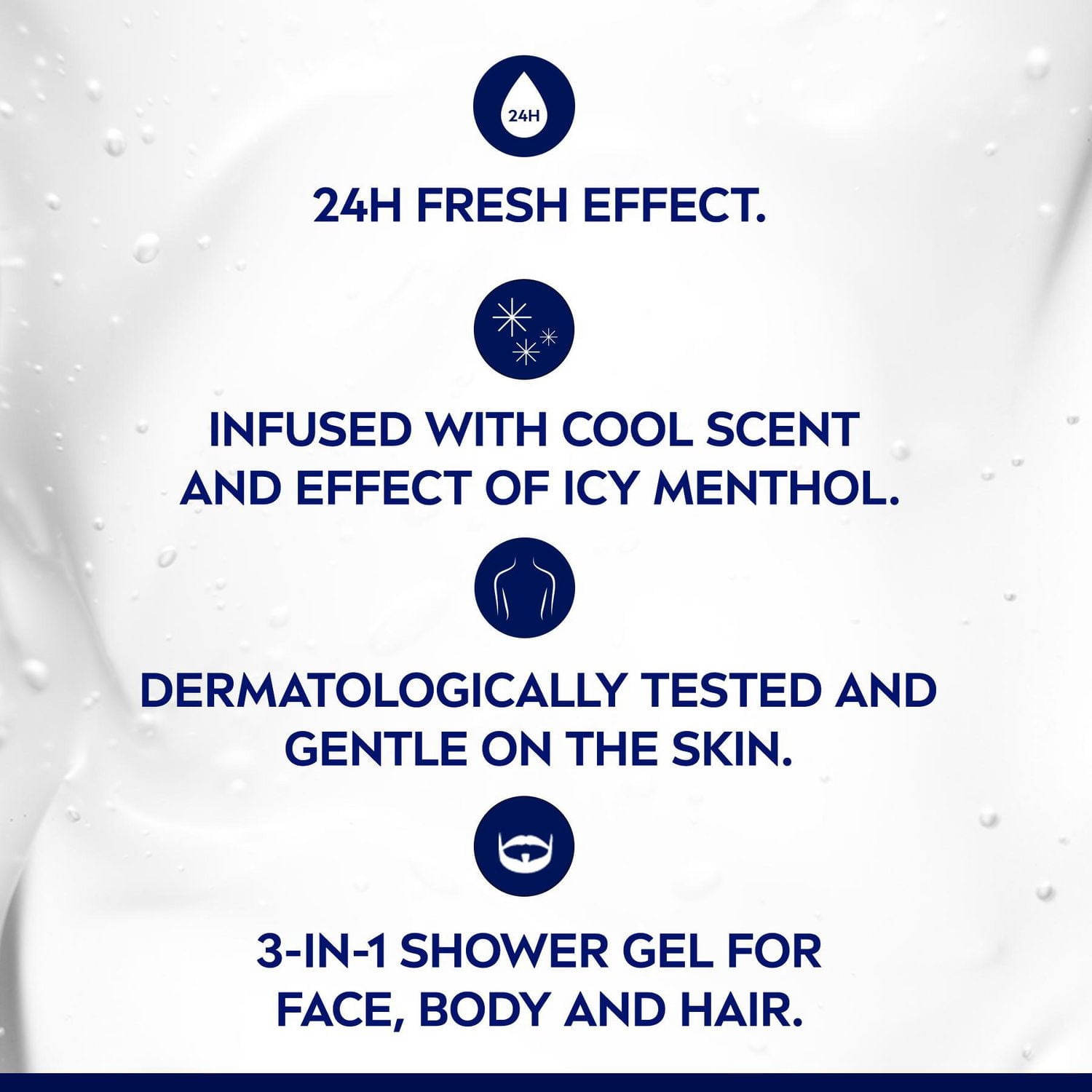 NIVEA Men Cool Kick 24H Effet Fraîcheur Gel Douche pour Hommes / Nettoyant 3-en-1 Corps, Visage et Cheveux / Gel Douche Rafraîchissant au Menthol / Testé Dermatologiquement