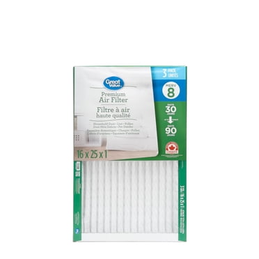 16x25x1 Great Value Air Filter MERV 8 3PK