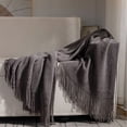 thumbnail image 4 of Meitianfacai Fringe Trim Throw Blanket with Simple Design, Lightweight Air Conditioning Blanket for Sofa, Bed and Nap Use in Soft Breathable Fabric (Gray), 4 of 6