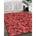 thumbnail image 3 of Ahgly Company Tapis d'Intérieur Ronds Transitionnels Rouges Lavables à la Machine, 8 Pieds Rond, 3 of 7