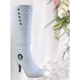thumbnail image 5 of Bottes Mode Décontractées pour Femmes à Talons, Hauteur Genou, Plateforme, Fermeture Éclair Latérale, Boucle, Robe ( Blanc, 6), 5 of 5