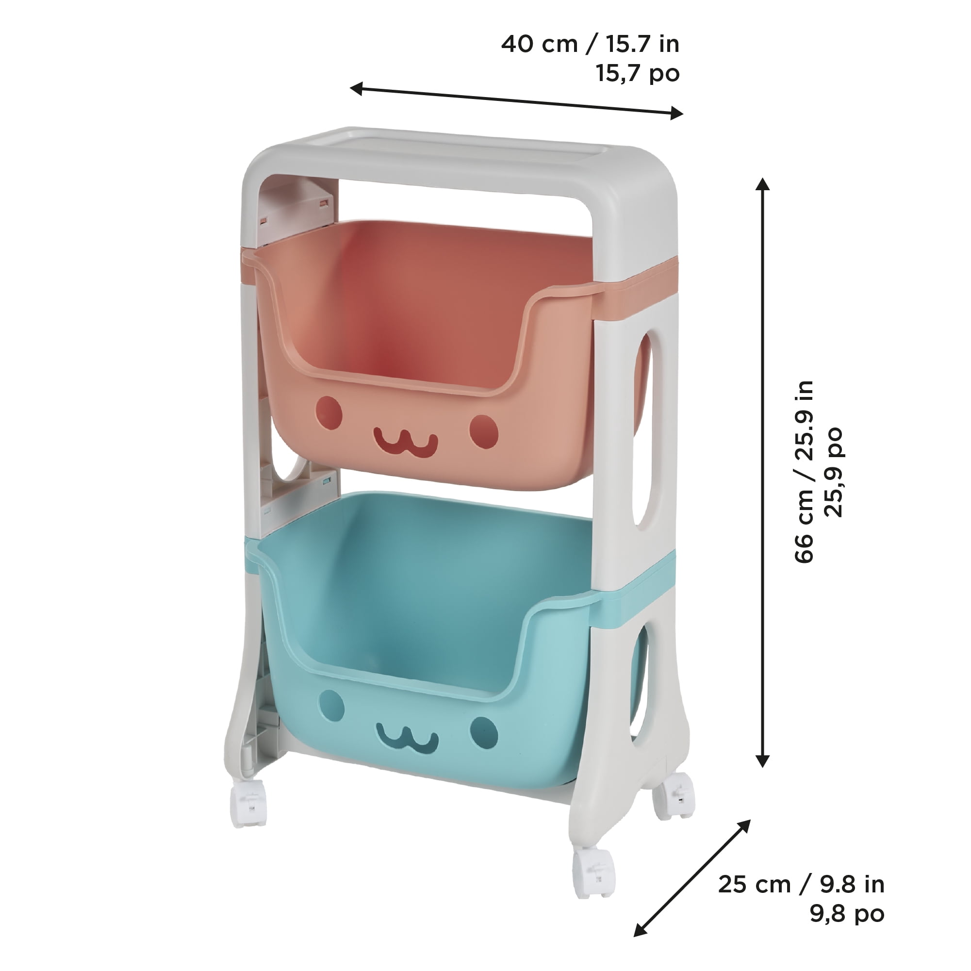 neatfreak! kids Chariot de rangement roulant à 2 niveaux, plastique