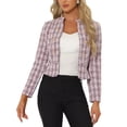 thumbnail image 1 of INSPIRE CHIC Blazer Veste en Tweed à Carreaux Élégant pour Femme P Rose, 1 of 6