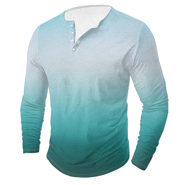 AherBiu Plus Size Mens Long Sleeve Shirts Stretch Athletic Button Shirt Lightweight Comfy Fall Gradient Sports Shirts