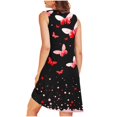 thumbnail image 4 of Ovzne Robes pour Femmes Robe Femme Imprimé avec Poches Chemises de Nuit Sans Manches Vêtements de Nuit devant Plissé Nuisette Col Rond Robe de Nuit Robe pour Femmes Imprimée Liquidation, 4 of 5