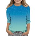 thumbnail image 1 of Posijego Garçons Filles T-Shirt à Manches 3/4 Imprimé Col Rond T-Shirts d'Été Hauts Décontractés pour Enfants, 1 of 4