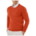 thumbnail image 1 of LUOGENLI Veste Chandail pour Homme à Boutons, Automne et Hiver, Lisse, Confortable, Légère, Drapée, Douce, Agréable pour la Peau, Texturée, Coupe Ajustée, Col Rond, à Manches Longues, Veste Chandail pour Homme Orange, Taille g, 1 of 8