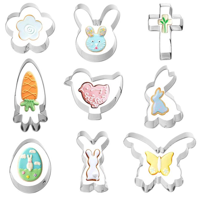 Boovnll Cake Pan, 9-Piece Easter Rabbit Mouldchicken Cake Mould Mould Stainless Steel Baking Utensils Mould, Kitchen Gadgets, Cake Pans, Round Cake Pans