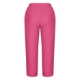 thumbnail image 5 of RXIRUCGD Women's Summer Comfortable Loose Wide Legged Fashion Solid Color Capris, Pink, Size: 5XL, 5 of 5