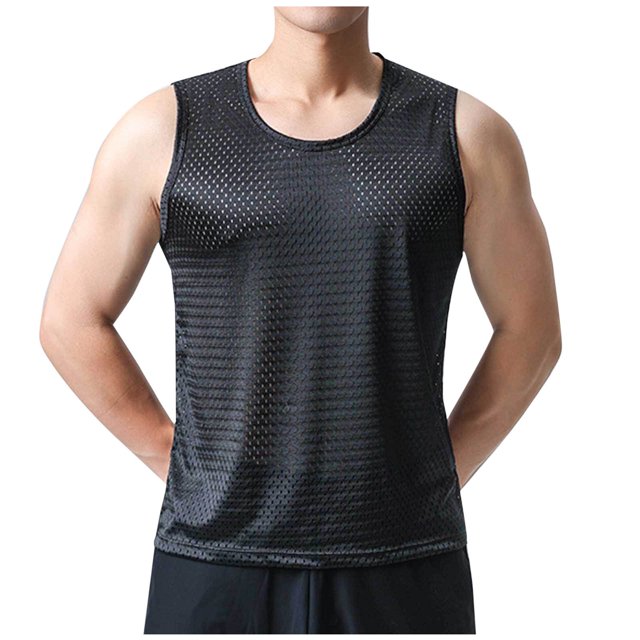 Timegard Tank Tops Men Plus Size Breathable Workout Running Tee Shirts Round Neck Sleeveless Loose Top
