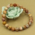 thumbnail image 3 of Bracelet Extensible Unisexe en Perles Rondes 8 mm en Dentelle Folle Agate Rouge Naturelle 7 Pouces, 3 of 4