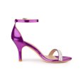 thumbnail image 3 of BLISSFUL STEP Women's Solid Color Open Toe Rhines Ankle Strap Stiletto Sandals Purple 6, 3 of 7