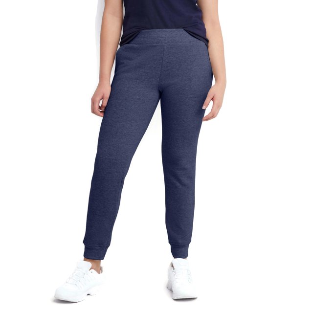 Hanes Womens EcoSmart Fleece Joggers, L, Navy Heather