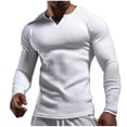 thumbnail image 1 of Birdeem Mens Fashion Casual Pullover Solid Color Splice Long Sleeve V-Neck Blouses, 1 of 5
