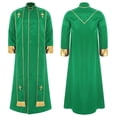 thumbnail image 1 of Moggemol Robe de Clergé pour Hommes avec Étole Costume de Prêtre Jeu de Rôle Manches Longues Croix Dorée Soutane Verte G, 1 of 7