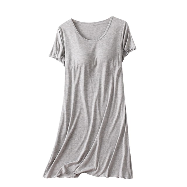 Timegard Nuisette pour Femmes avec Soutien-Gorge Intégré, Manches Courtes à Volants, Col Rond, Douce Tenue de Nuit, Robes Décontractées