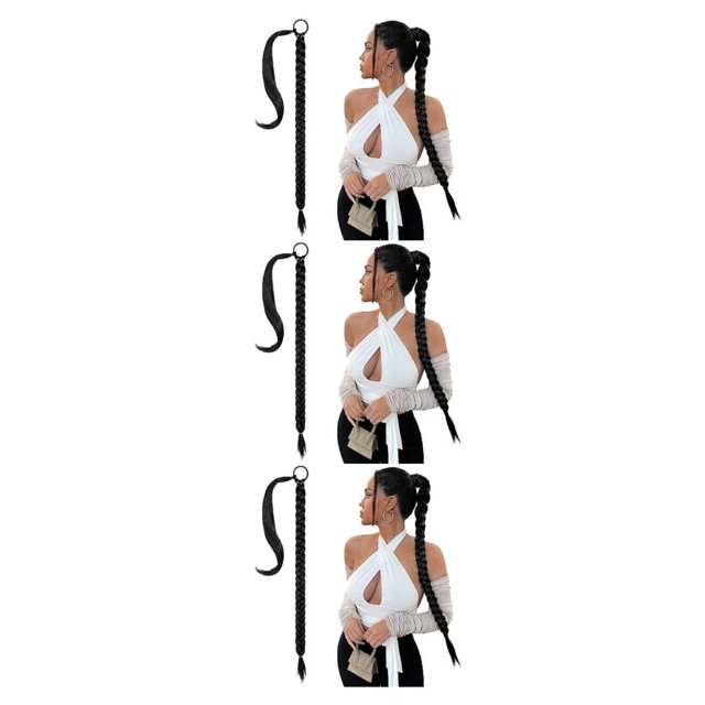 ziyahi DIY pour Différentes Tresses Extension de Cheveux pour Volume Instantané Extension Queue de Cheval Tressée Changement de Style Noir 3ensemble