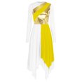 thumbnail image 1 of RUNQHUI Women's Metallic Gold Color Block Liturgical Praise Dance Dresses Church Robe Worship Skirt Yellow XXL, 1 of 7