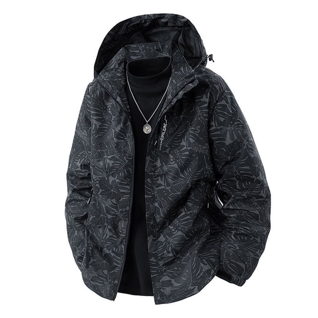WRKEKC Manteau Coupe-Vent Tactique pour Homme Léger Résistant à l'Eau Imperméable à Capuche avec Poches Zippées pour la Randonnée en Plein Air et la Protection Coupe-Vent Quotidienne Noir TG