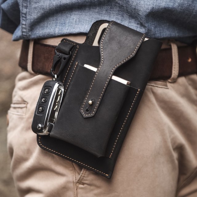 Openpig Leather Phone Pouch, Belt Holder, Universal Smart Phone Leather Belt Pouch for Men
