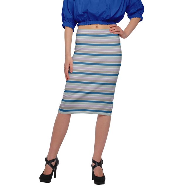Moomaya Jupe Imprimée Longueur Genou pour Femmes Grande Taille Jupe en Poly Spandex