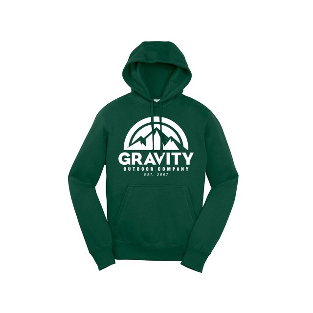 Mens Gravity Outdoor Co. Chandail à Capuche - Vert Forêt - Logo Blanc - m